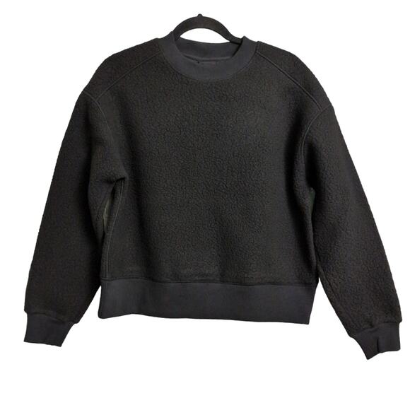 Everlane ReNew Teddy Oversized Crew Sweatshirt Black Fleece Recycled S New - Picture 2 of 12